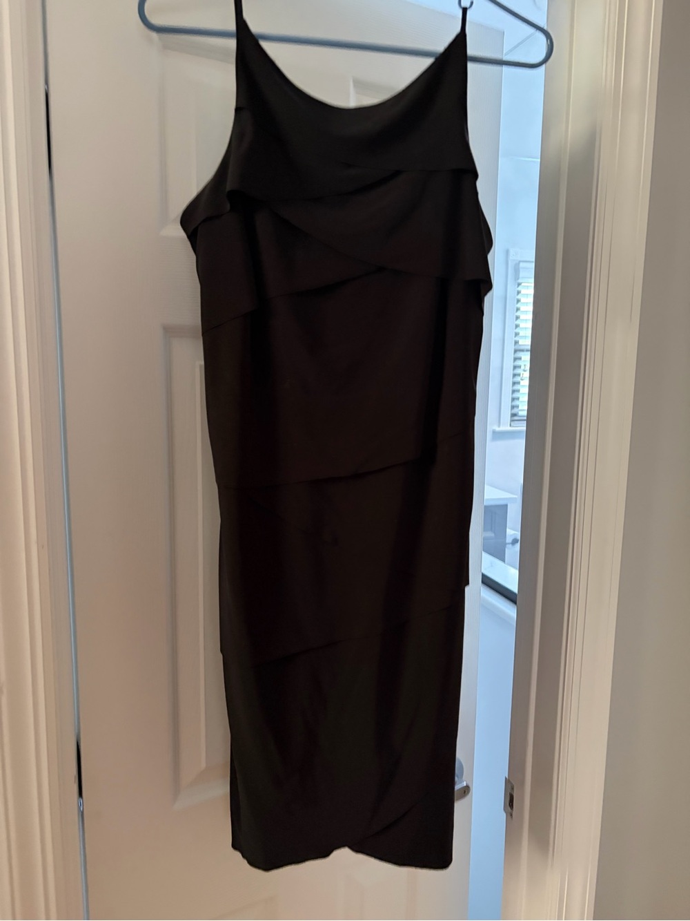 Vintage Black Tiered Layered Spaghetti Strap Dress Side Zipper JS Boutique Sz 10